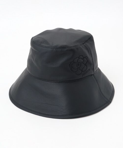 INGEBORG/インゲボルグ ラムレザーバケットハット クロ フリーサイズ