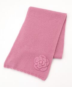 フラワーモチーフ付きニットマフラー （マフラー・ショール