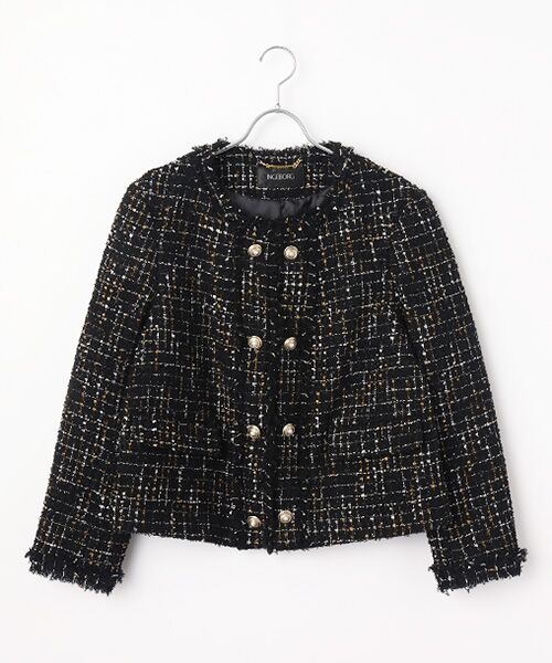 INGEBORG/インゲボルグ カナーレツイードノーカラージャケット クロ 9号