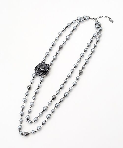 INGEBORG/インゲボルグ カメリアパール2連ネックレス ブラック フリーサイズ INGEBORG/インゲボルグ カメリアパール2連ネックレス ブラック フリーサイズ