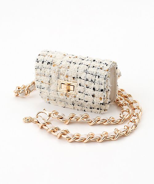 INGEBORG / インゲボルグ メッセンジャーバッグ・ウエストポーチ | カナーレツイードミニバッグベルト（シロ）