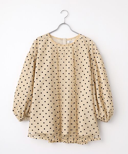 INGEBORG / インゲボルグ シャツ・ブラウス | ドットチュールギャザーブラウス（ベージュ）
