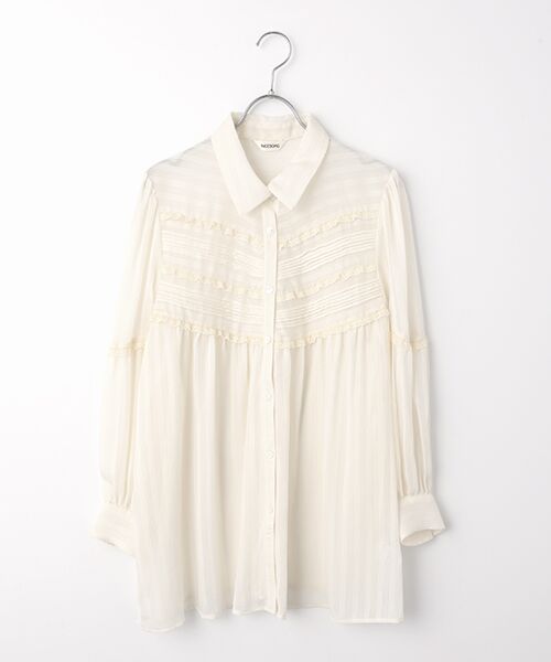 INGEBORG / インゲボルグ シャツ・ブラウス | シルキーストライプシャツブラウス（オフ）