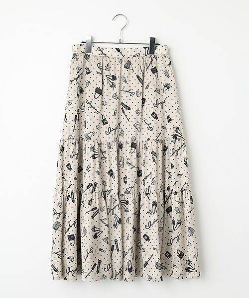 INGEBORG / インゲボルグ ロング・マキシ丈スカート | ドットコスメpt.ティアードスカート（ベージュ）