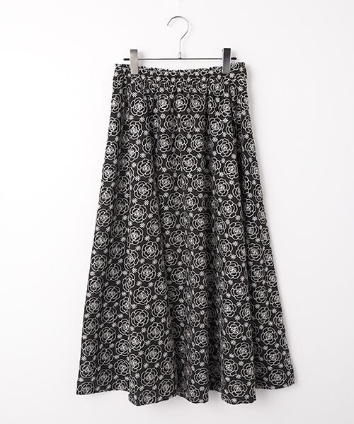 INGEBORG / インゲボルグ ロング・マキシ丈スカート | カメリアシフォンレーススカート（クロ）