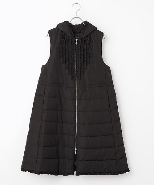 INGEBORG / インゲボルグ ベスト | ソフトタフタフード付きベストコート（クロ）