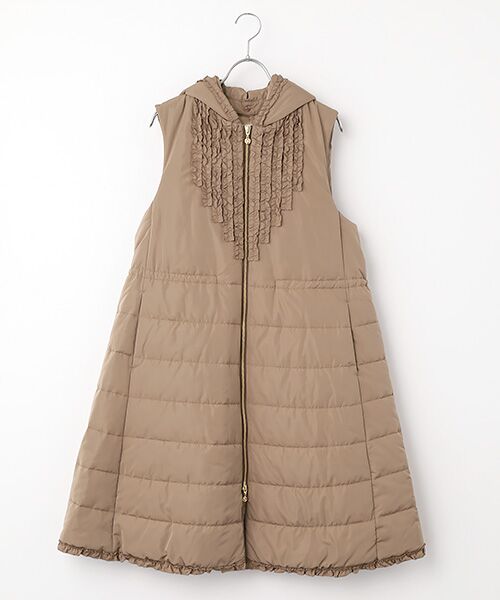 INGEBORG / インゲボルグ ベスト | ソフトタフタフード付きベストコート（ベージュ）