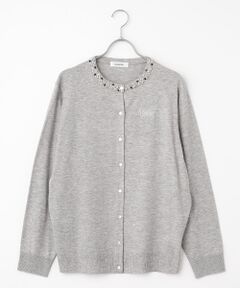 INGEBORG / インゲボルグ カーディガン・ボレロ | カメリアリボン刺繍入りワッペンニットカーディガン