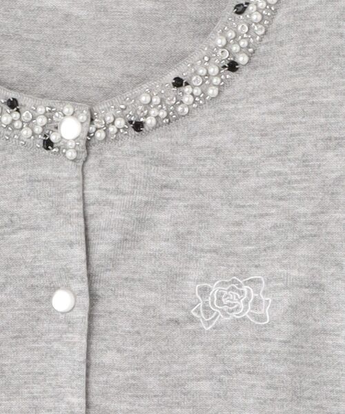 INGEBORG / インゲボルグ カーディガン・ボレロ | カメリアリボン刺繍入りワッペンニットカーディガン | 詳細3