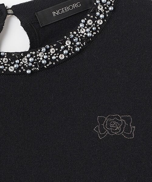 INGEBORG / インゲボルグ ニット・セーター | カメリアリボン刺繍入りニットセーター | 詳細1