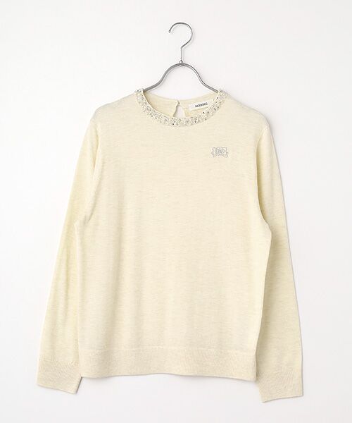 INGEBORG / インゲボルグ ニット・セーター | カメリアリボン刺繍入りニットセーター（シロ）