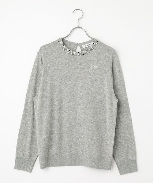 INGEBORG / インゲボルグ ニット・セーター | カメリアリボン刺繍入りニットセーター（グレー）