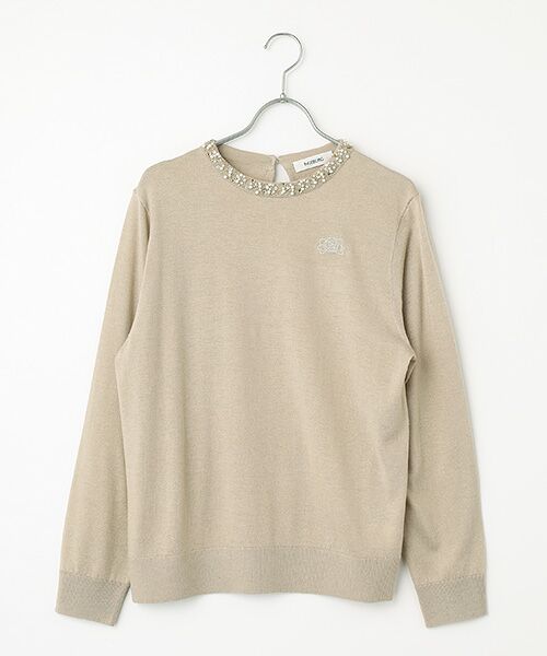 INGEBORG / インゲボルグ ニット・セーター | カメリアリボン刺繍入りニットセーター（ベージュ）