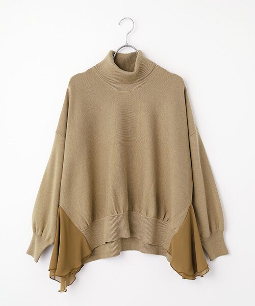 INGEBORG / インゲボルグ ニット・セーター | シフォン使いタートルネックセーター（ベージュ）