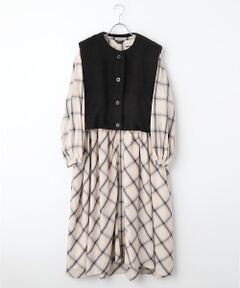 INGEBORG / インゲボルグ ロング・マキシ丈ワンピース | 【HAPPY ITEM】ボアベスト×コットンチェックワンピース