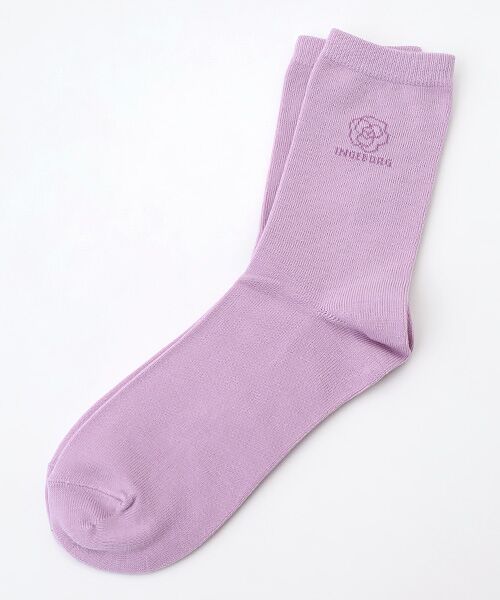 INGEBORG / インゲボルグ ソックス | ロゴ＆カメリア入りソックス（パープル）