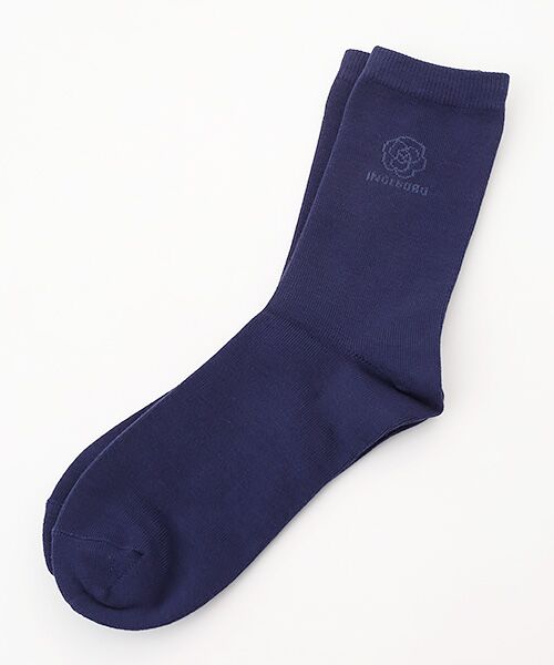 INGEBORG / インゲボルグ ソックス | ロゴ＆カメリア入りソックス（ネイビー）