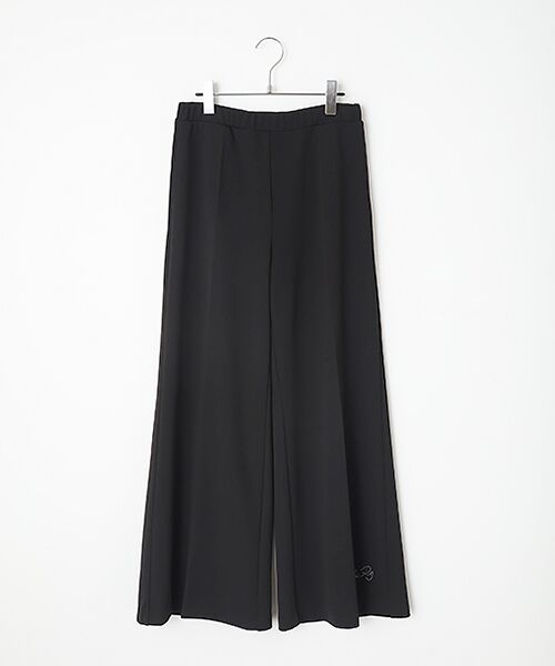 INGEBORG / インゲボルグ その他パンツ | ロゴ刺繍入りワイドパンツ（クロ）