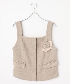 INGEBORG / インゲボルグ カットソー | ジャージーツイードコサージュ付きブラウス