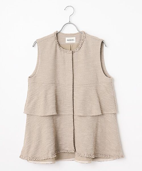 INGEBORG / インゲボルグ カットソー | ジャージーツイードフリルベスト（ベージュ）
