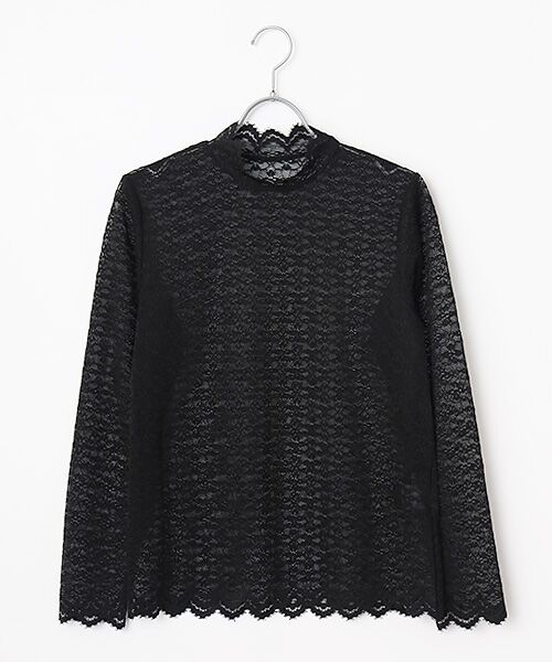 INGEBORG / インゲボルグ カットソー | ストレッチレースモックネックインナー（クロ）