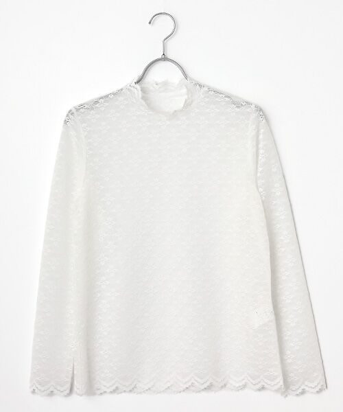 INGEBORG / インゲボルグ カットソー | ストレッチレースモックネックインナー（シロ）