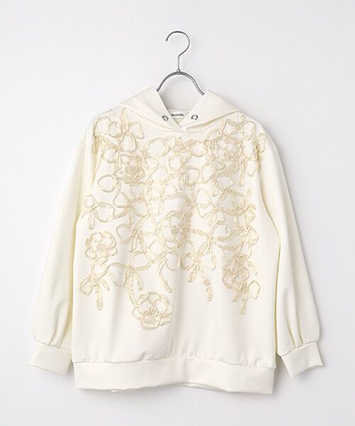 INGEBORG / インゲボルグ カットソー | リボン刺繍カットソーフーディ（オフ）