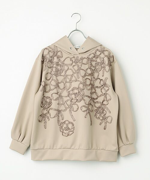 INGEBORG / インゲボルグ カットソー | リボン刺繍カットソーフーディ（ベージュ）
