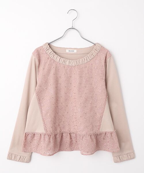 INGEBORG / インゲボルグ カットソー | カメリアシフォンレース使いカットソー（ピンク）