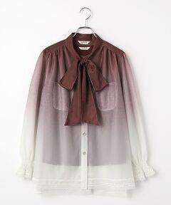 INGEBORG / インゲボルグ シャツ・ブラウス | グラデーションデニムpt.リボンタイブラウス