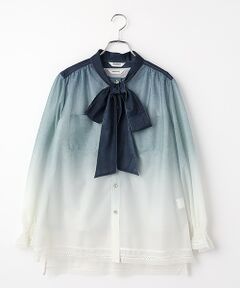 INGEBORG / インゲボルグ シャツ・ブラウス | グラデーションデニムpt.リボンタイブラウス