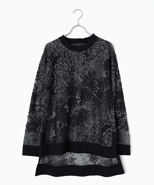 INGEBORG / インゲボルグ シャツ・ブラウス | バラ柄レース編みニット（クロ）