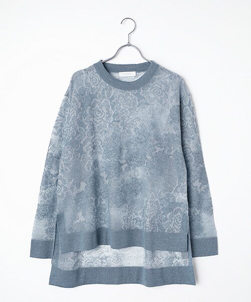 INGEBORG / インゲボルグ シャツ・ブラウス | バラ柄レース編みニット（ブルー）