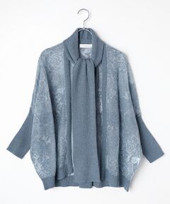 バラ柄レース編みニットボレロ