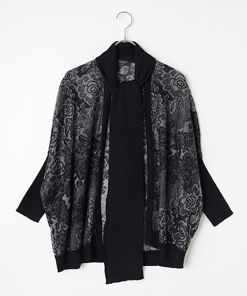 INGEBORG / インゲボルグ カーディガン・ボレロ | バラ柄レース編みニットボレロ（クロ）