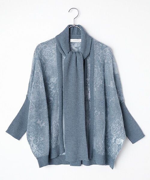INGEBORG / インゲボルグ カーディガン・ボレロ | バラ柄レース編みニットボレロ（ブルー）