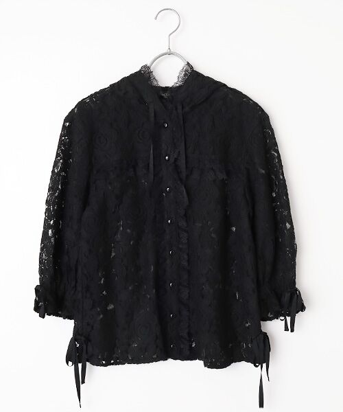 INGEBORG / インゲボルグ シャツ・ブラウス | フラワーレースフード付きブラウス（クロ）