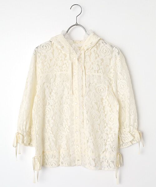 INGEBORG / インゲボルグ シャツ・ブラウス | フラワーレースフード付きブラウス（キナリ）