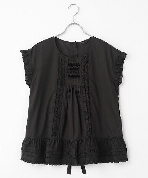 INGEBORG / インゲボルグ シャツ・ブラウス | 【INGEBORG Blanche (インゲボルグ ブランシェ)】フレンチスリーブブラウス（クロ）