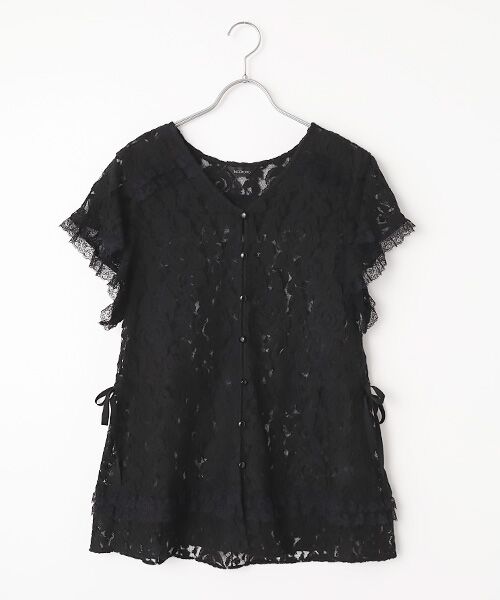 INGEBORG / インゲボルグ ベスト | フラワーレースフレアースリーブベスト（クロ）