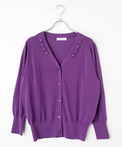 INGEBORG / インゲボルグ カーディガン・ボレロ | フラワーモチーフ付きニットカーディガン