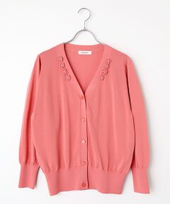 INGEBORG / インゲボルグ カーディガン・ボレロ | フラワーモチーフ付きニットカーディガン