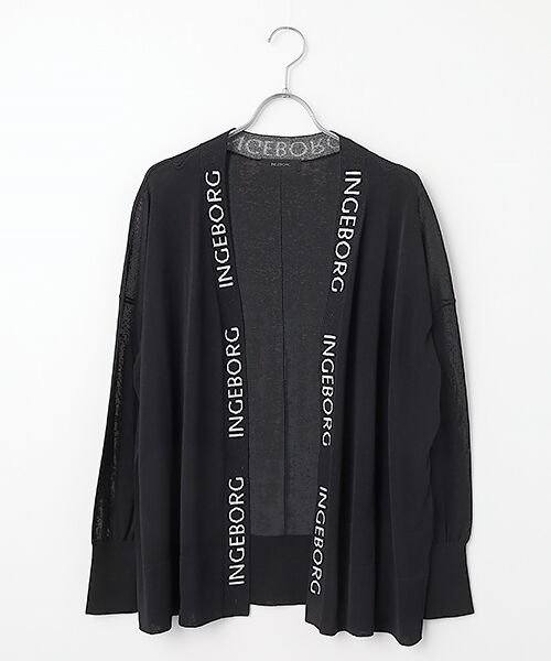INGEBORG / インゲボルグ カーディガン・ボレロ | ロゴ使いニットカーディガン（クロ）
