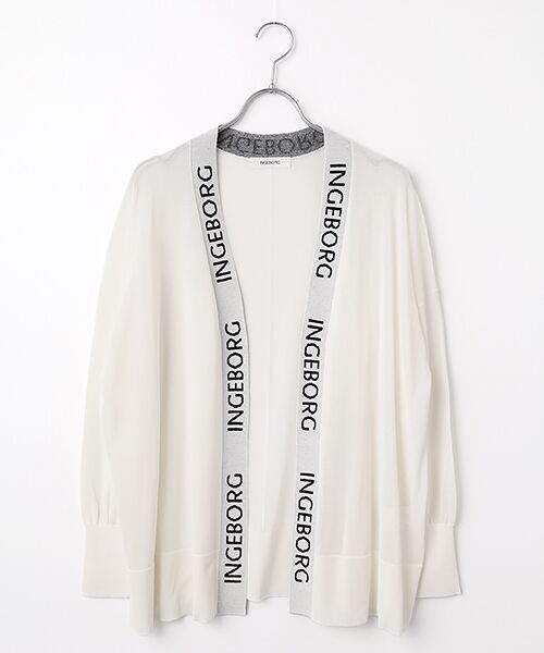 INGEBORG / インゲボルグ カーディガン・ボレロ | ロゴ使いニットカーディガン（シロ）