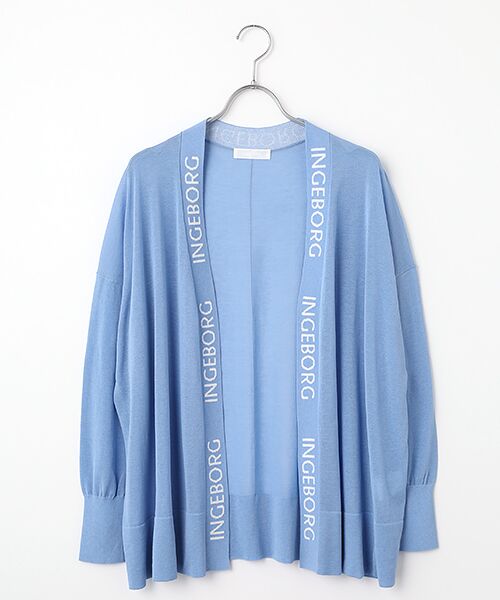 INGEBORG / インゲボルグ カーディガン・ボレロ | ロゴ使いニットカーディガン（ブルー）