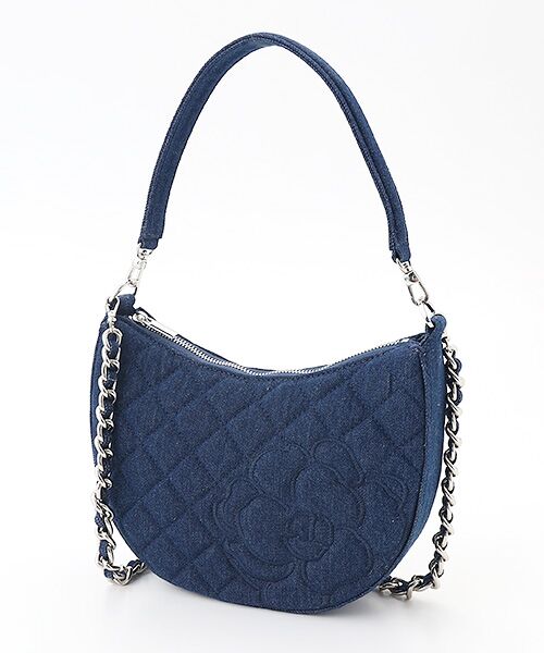 INGEBORG / インゲボルグ ハンドバッグ | カメリア刺繍デニムバッグ（インディゴ）