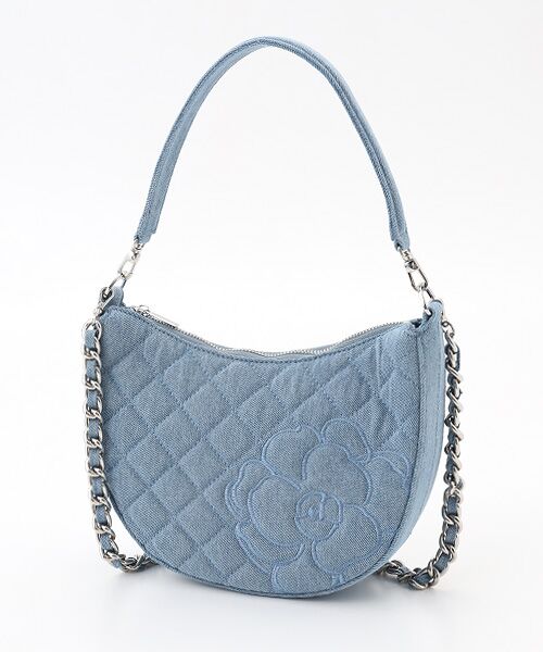 INGEBORG / インゲボルグ ハンドバッグ | カメリア刺繍デニムバッグ（ブリーチ）