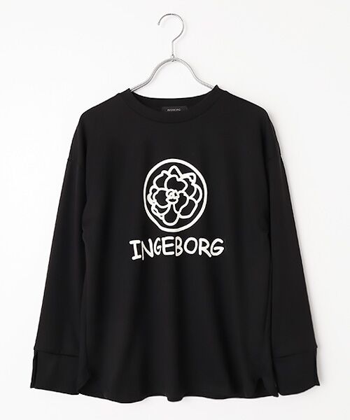 INGEBORG / インゲボルグ カットソー | カメリアロゴワンポイントpt.カットソー（クロ）