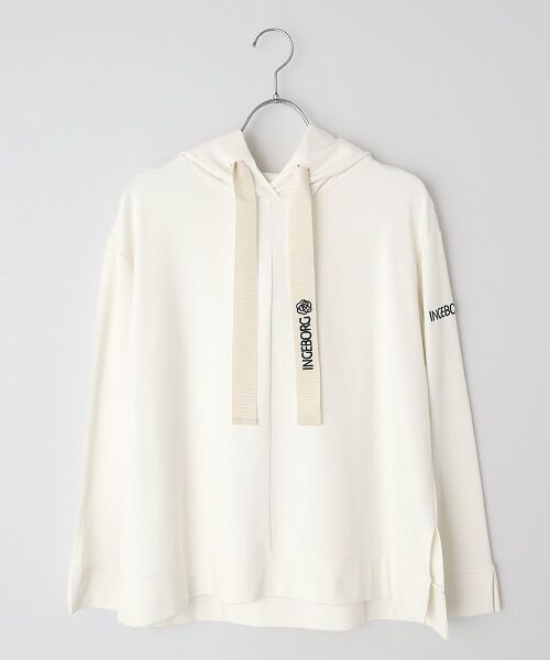 INGEBORG / インゲボルグ カットソー | カメリアロゴ刺繍入りカットソーフーディ（シロ）