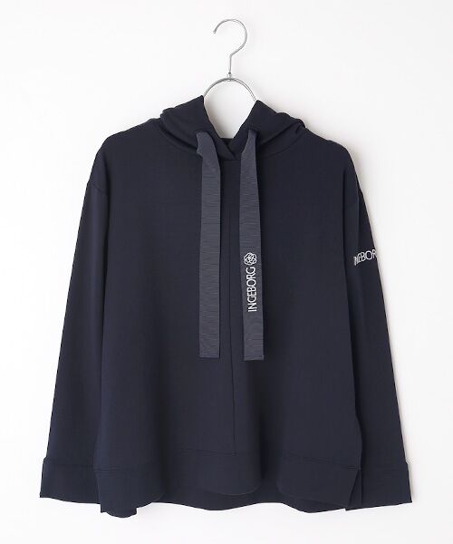 INGEBORG / インゲボルグ カットソー | カメリアロゴ刺繍入りカットソーフーディ（ネイビー）
